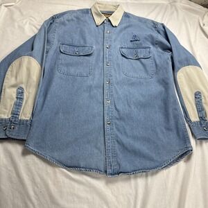 Remington Denim Shirt Mens Large Blue Cotton Button Down Shooting Outdoor Vtg